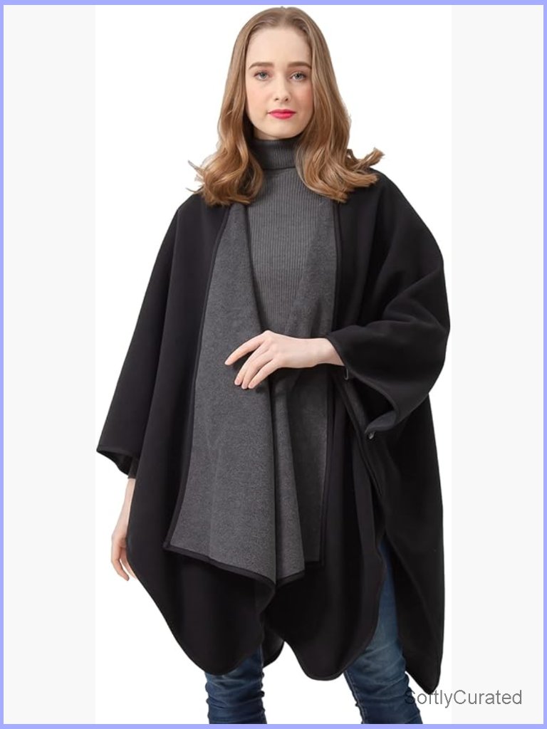 Oversized Fleece Poncho Blanket Wrap With Pockets